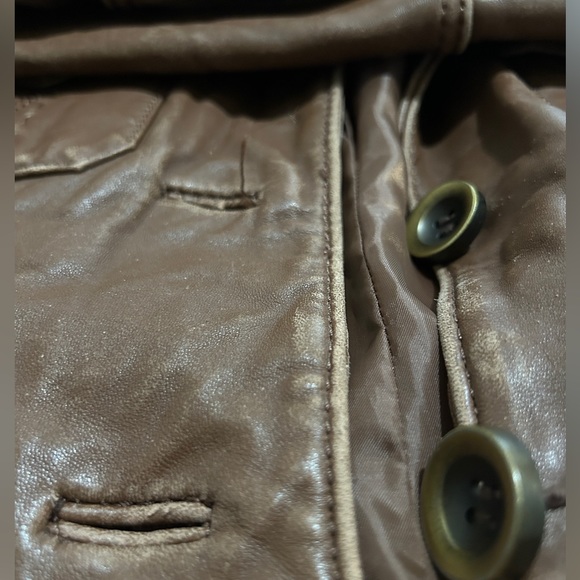 Michael Kors Women's Genuine Leather Moto button up Jacket Brown Size Med - Picture 5 of 16